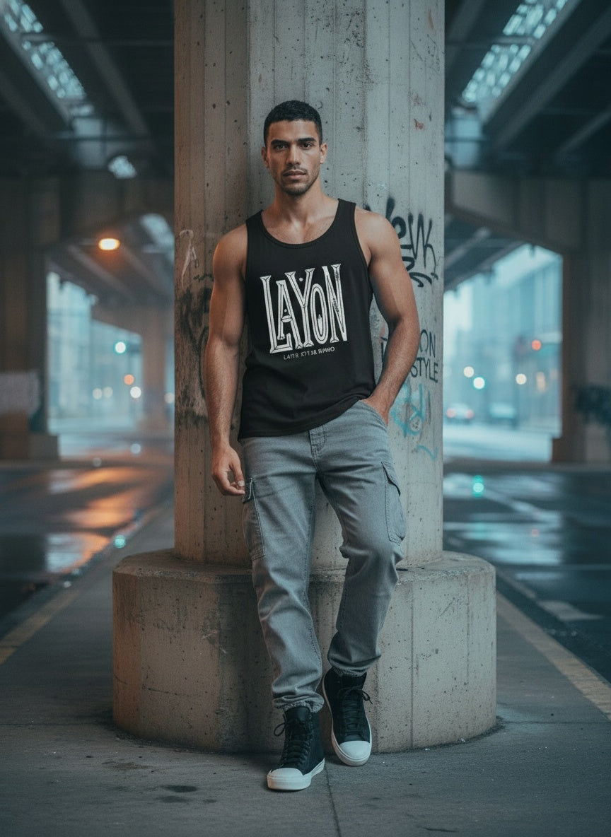 Model wearing Camiseta de tirantes para hombre